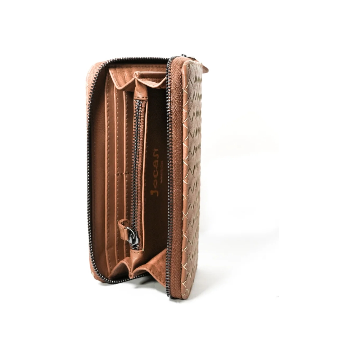 Paris Leather Wallet in Brown ( Women Woven Leather Purse ) - Image 2
