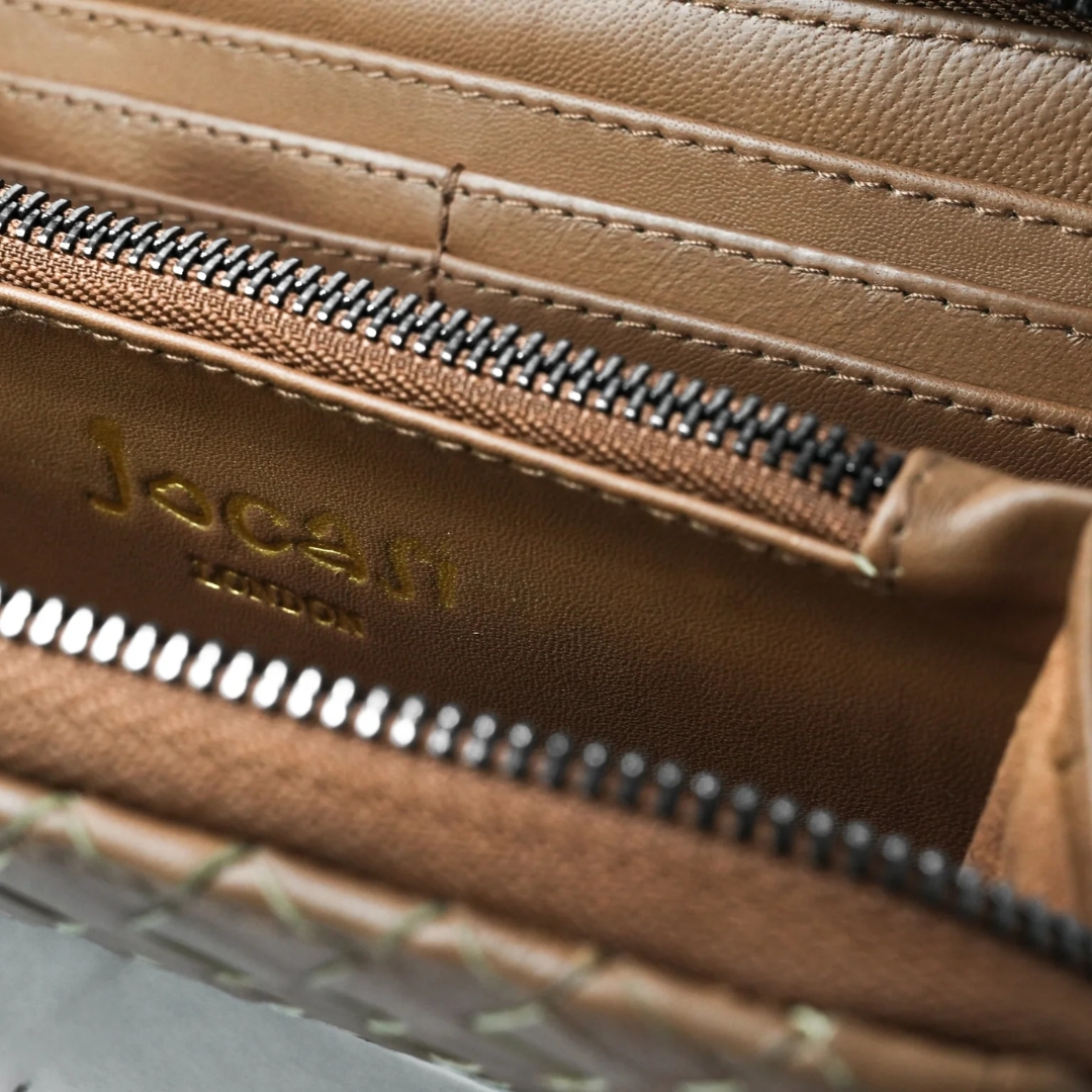 Paris Leather Wallet in Brown ( Women Woven Leather Purse ) - Image 3